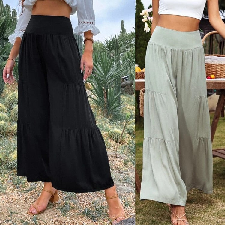 Women's Summer High Waist Wide Leg Linen Pants