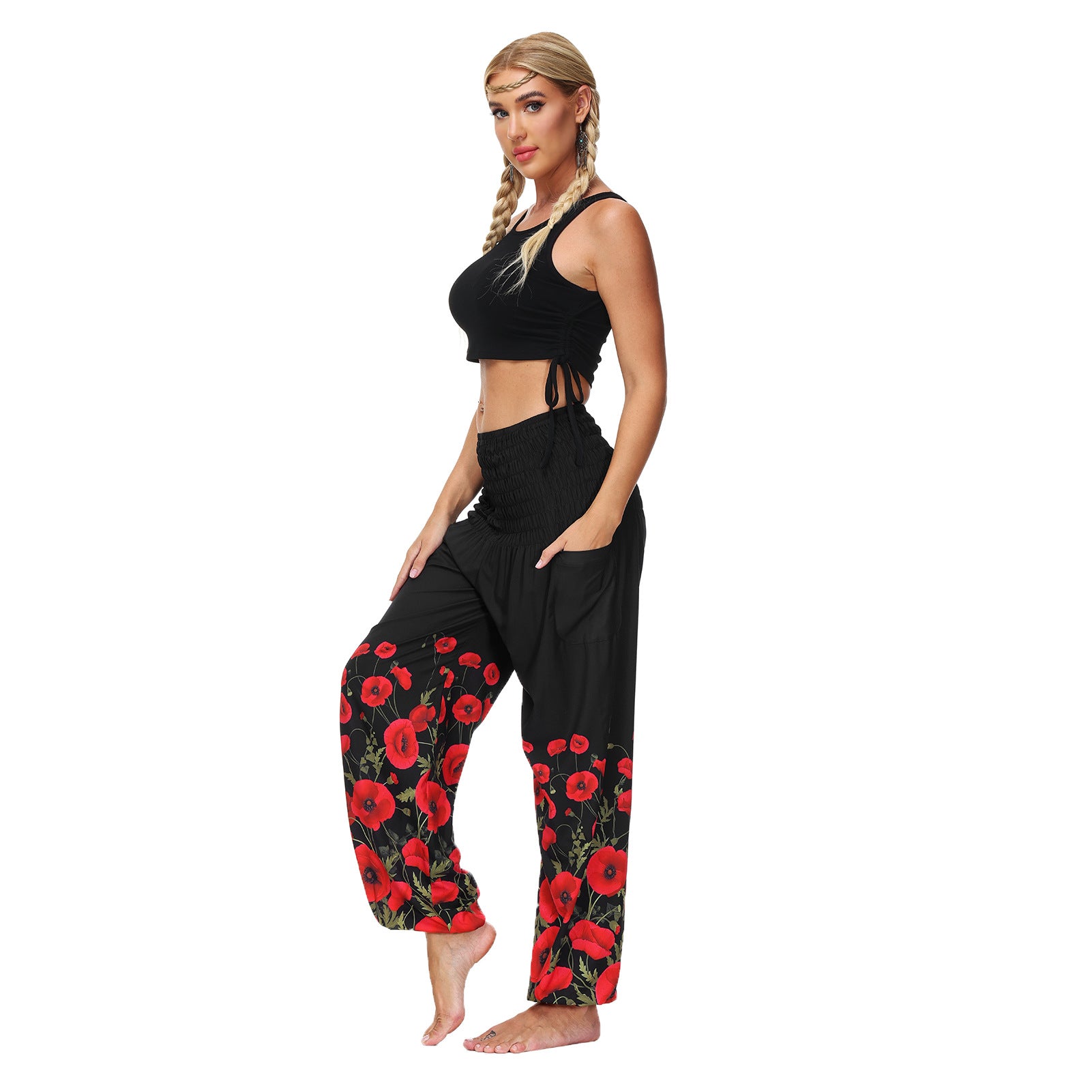 Women's Floral Digital Printing Sports Yoga Summer Breathable Comfortable Pants