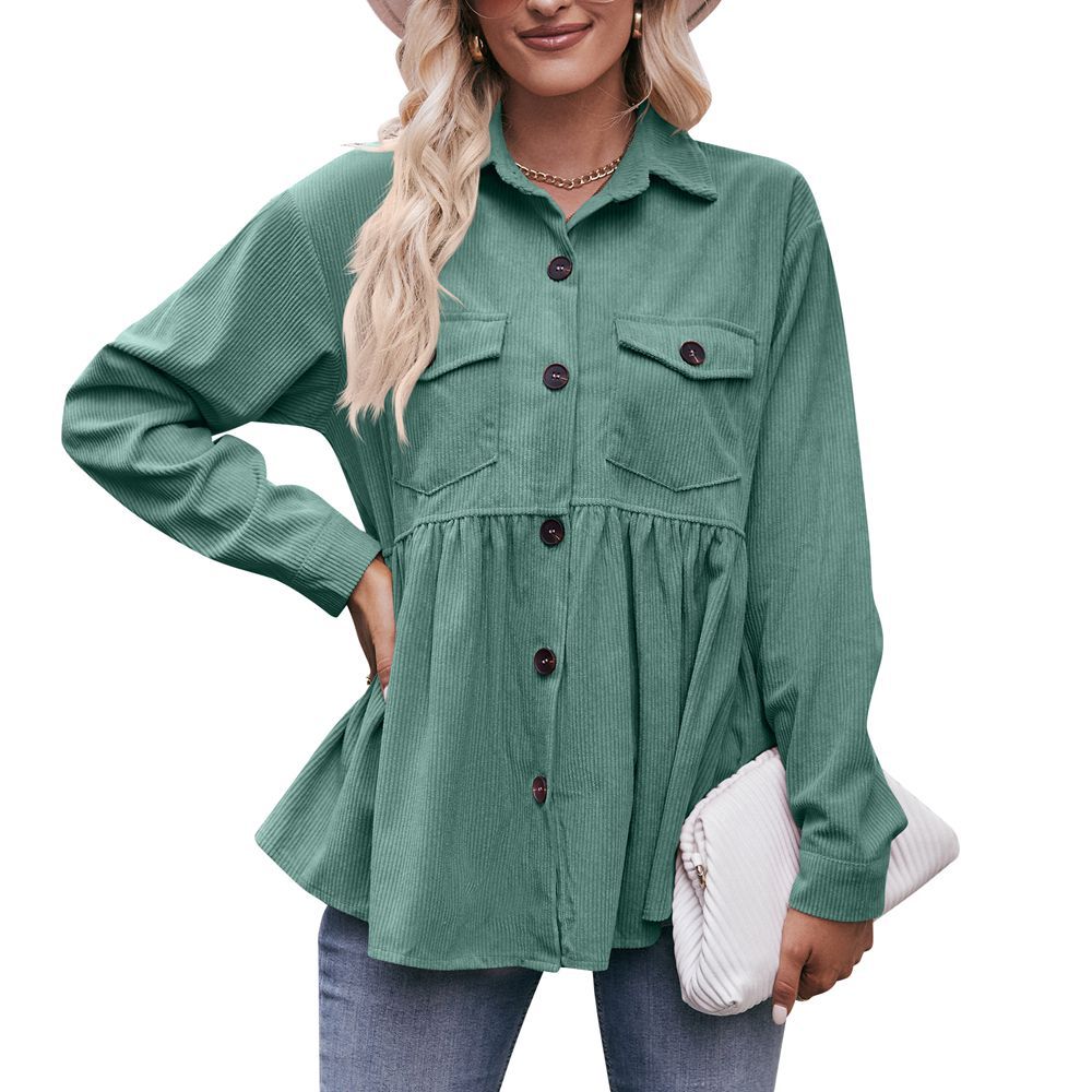 Women's Classy Casual Doll Shirt Corduroy Blouses