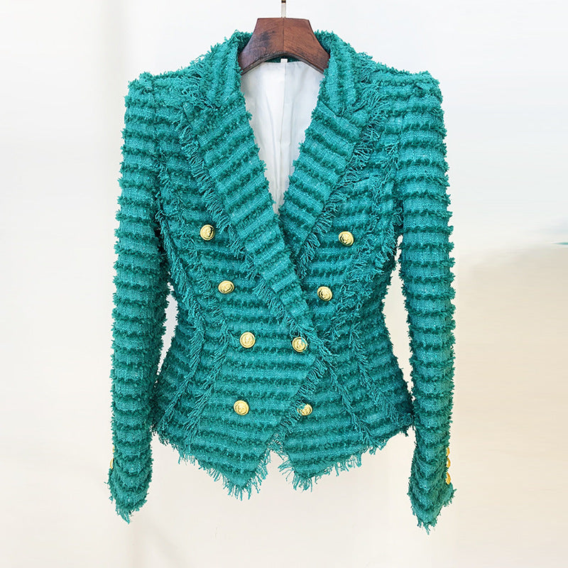 Creative Fashion Tassel Fringe Tweed Slim Coats