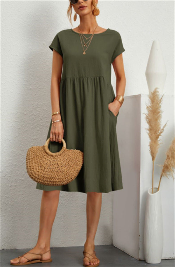 Women's Fashionable Summer Elegant Cotton Linen A- Dresses