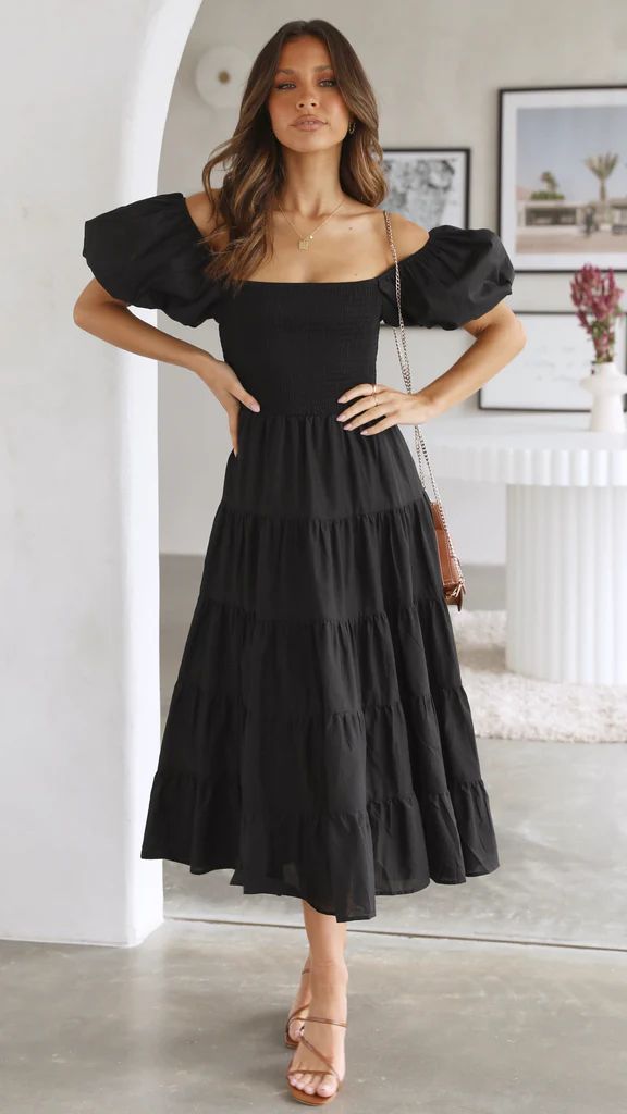 Women's Puff Sleeve Holiday Slim Looking Long Dresses