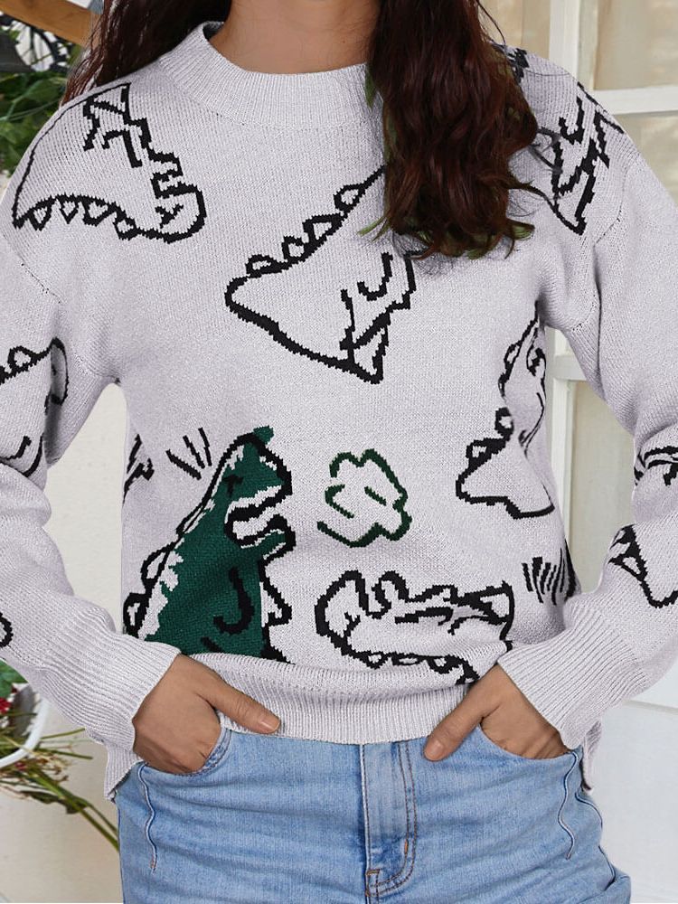 Long Sleeve Round Neck Loose Cartoon Sweaters