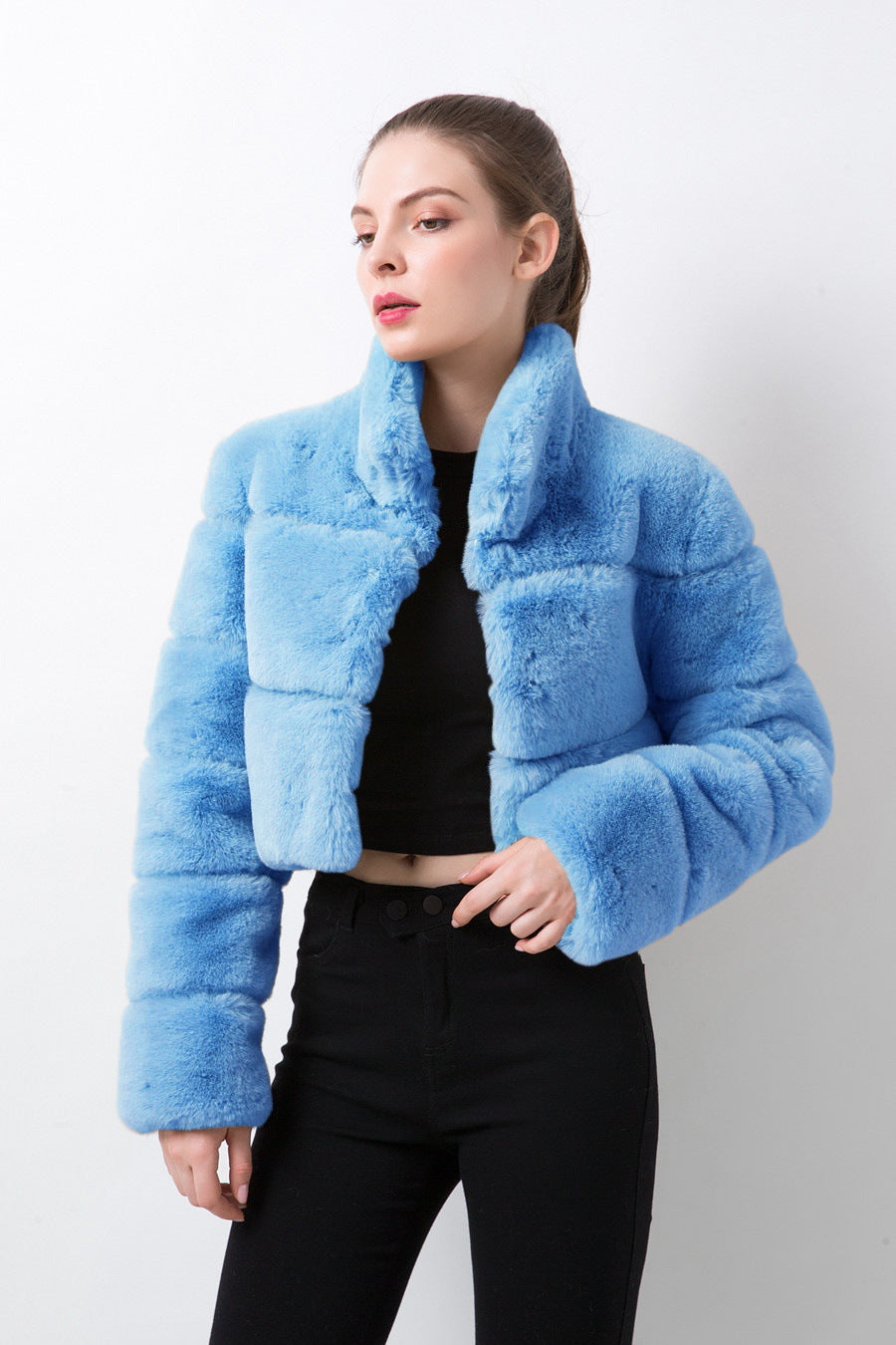 Women's Fur Imitation Fox Horizontal Stitching Artificial Coats
