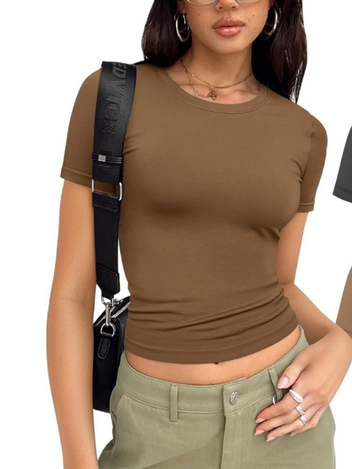 Women's Basic T-shirt Round Neck Sleeve Cute Blouses