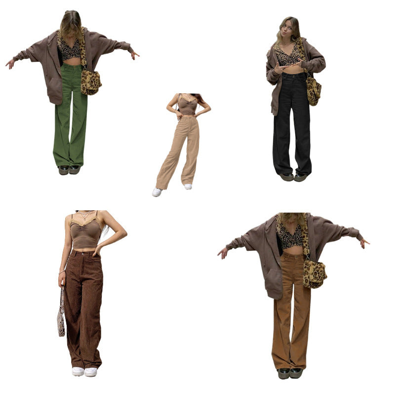 Women's Corduroy Wide Leg Casual Female Autumn Pants