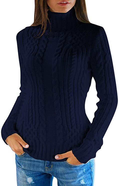 Slouchy Women's Turtleneck Fashion Slim Fit Tops