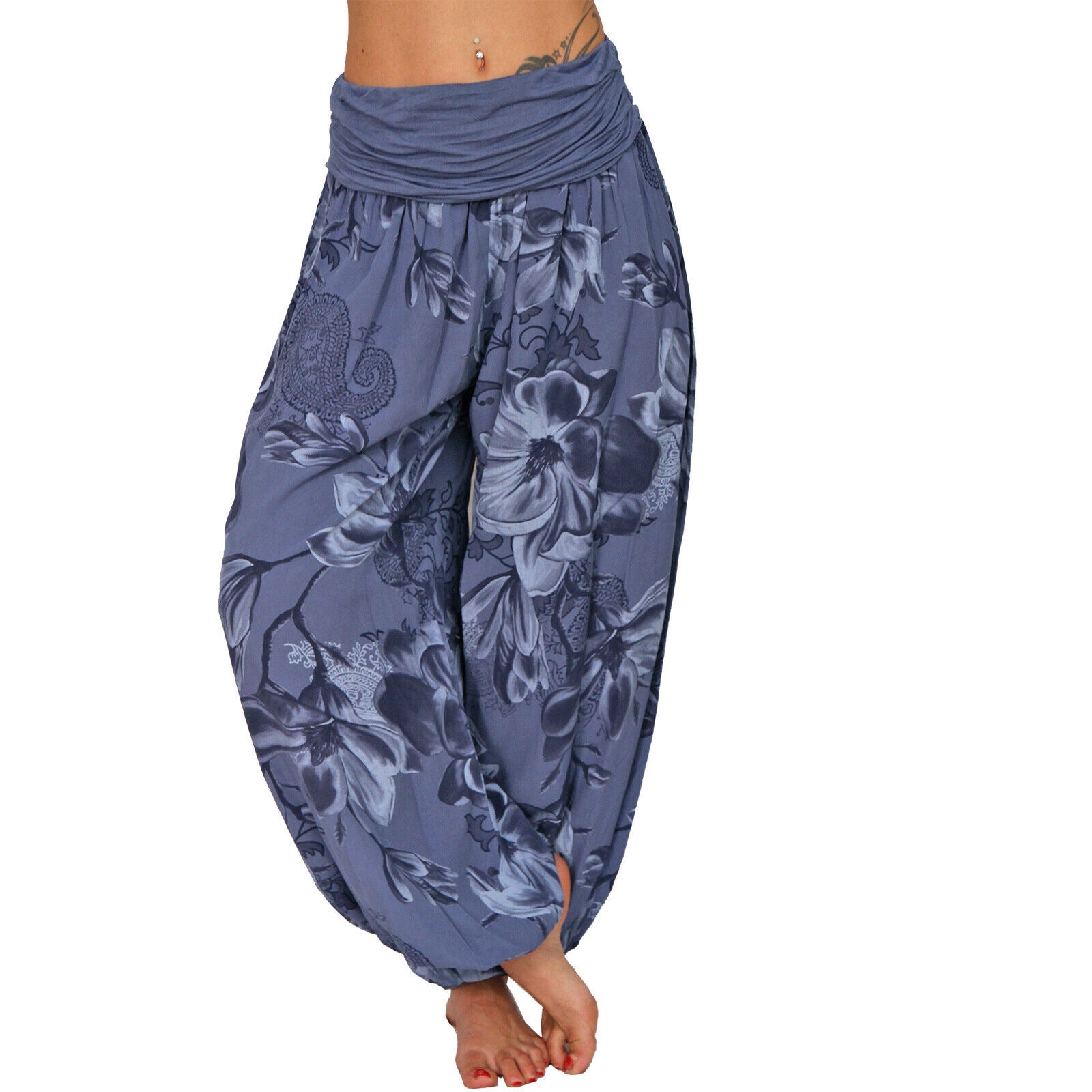 Women's Printed Loose Casual Wide-leg Trousers Pants