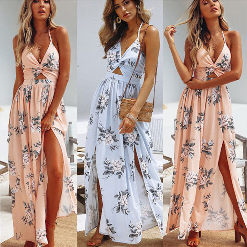 Women's Fashion Bubble Printed Sexy Long Dresses