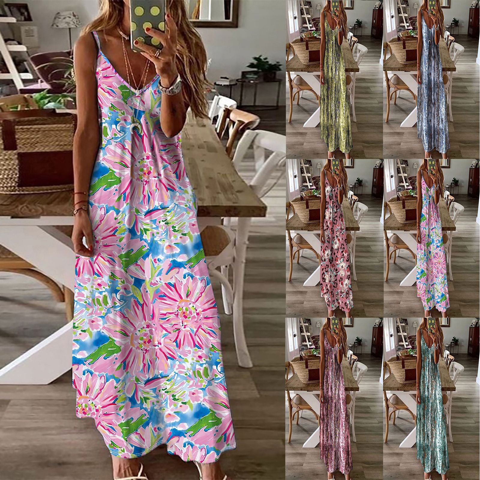 Women's Innovative Fashion Printing Slip Dress Dresses