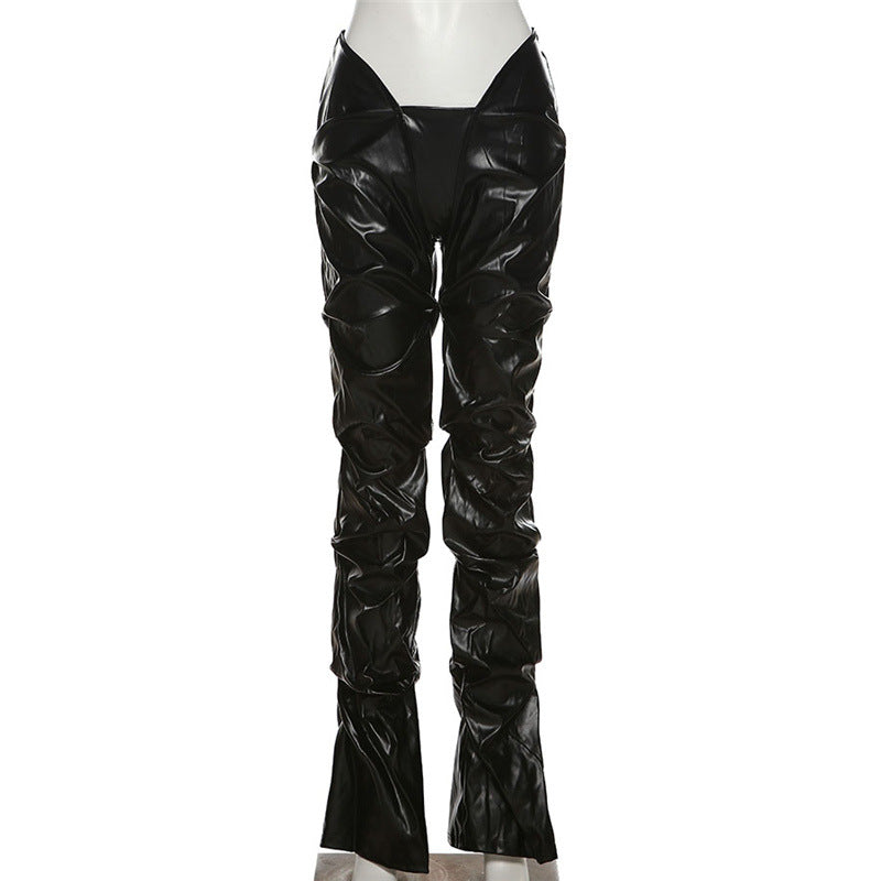 Women's Leather Sexy Low Waist Street Shot Pants