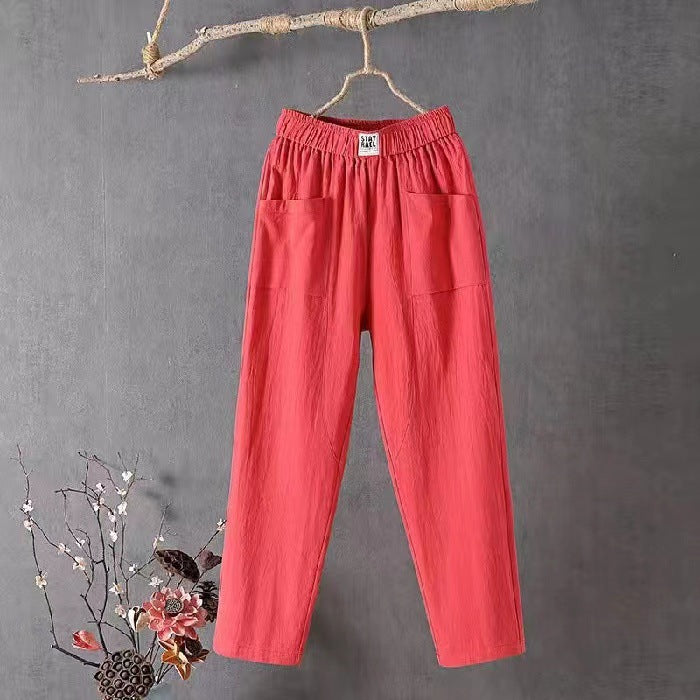 Women's Linen Summer Loose Slimming Straight Ankle-length Pants