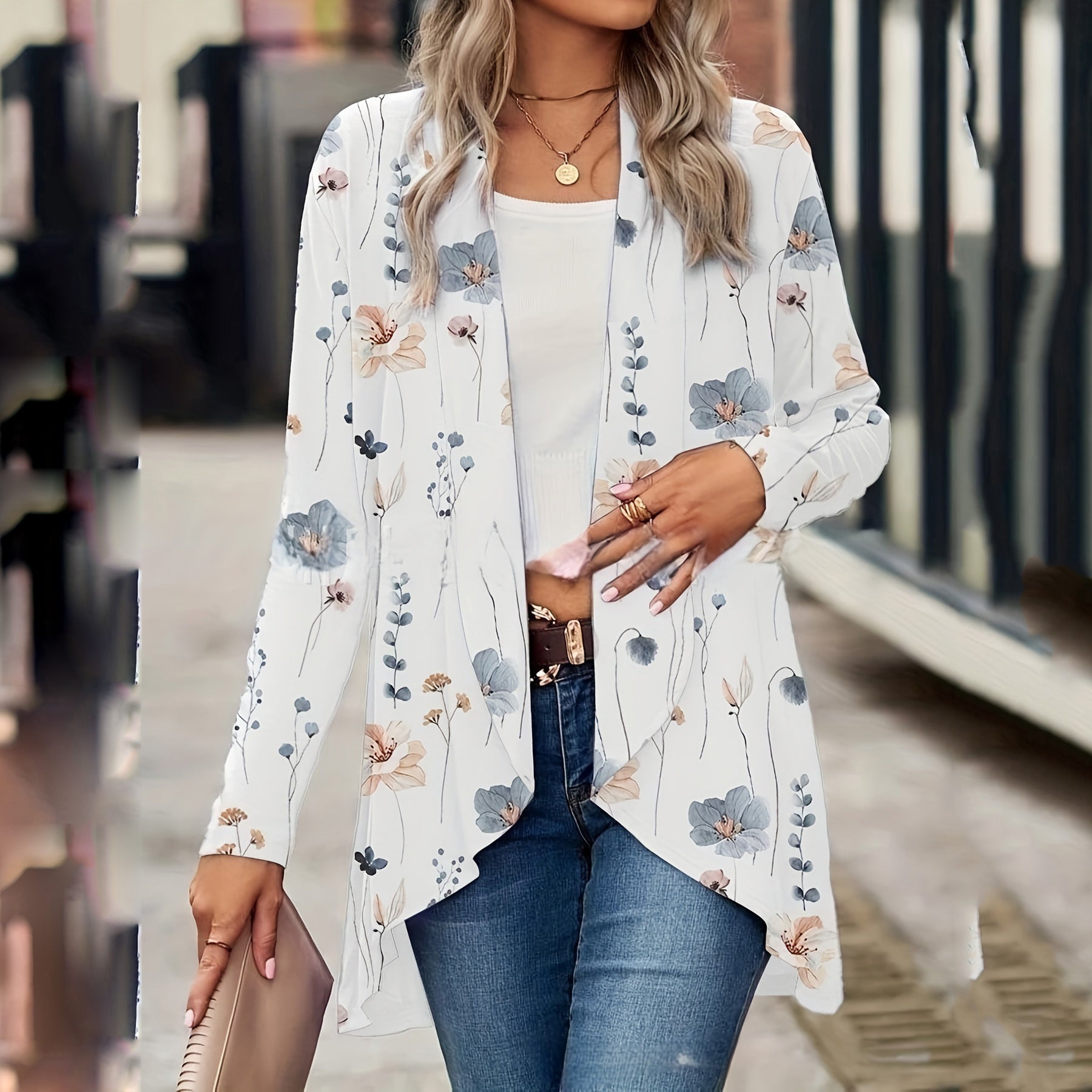 Women's Autumn Long Sleeve Plant Print Lapel Blouses