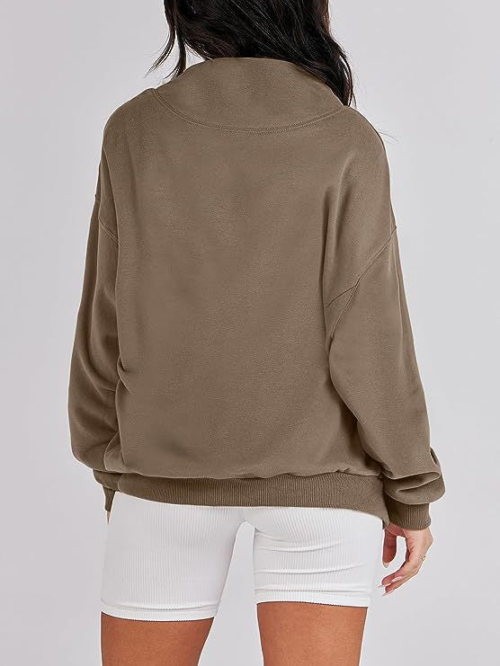 Women's High Collar Sweatshirt Solid Color Long Sweaters