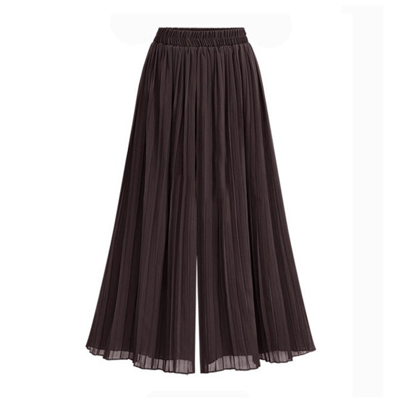 Women's Summer Extra Large Fat Chiffon Pleated Beach Culottes Pants