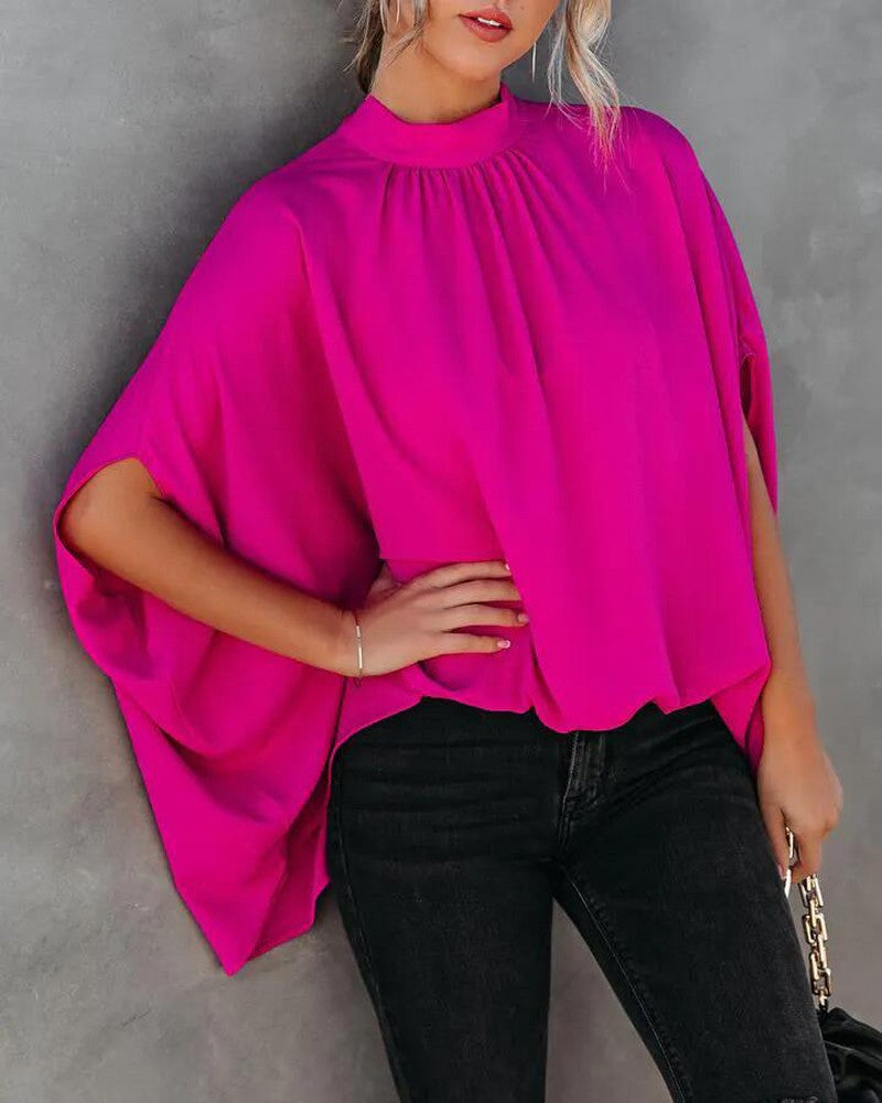 Women's Round Neck Loose Batwing Sleeve Blouses