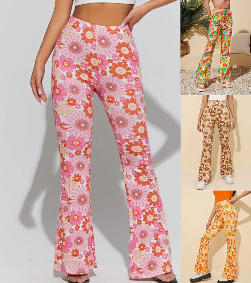 Women's Charming Summer Floral Sexy Bell-bottom Pants