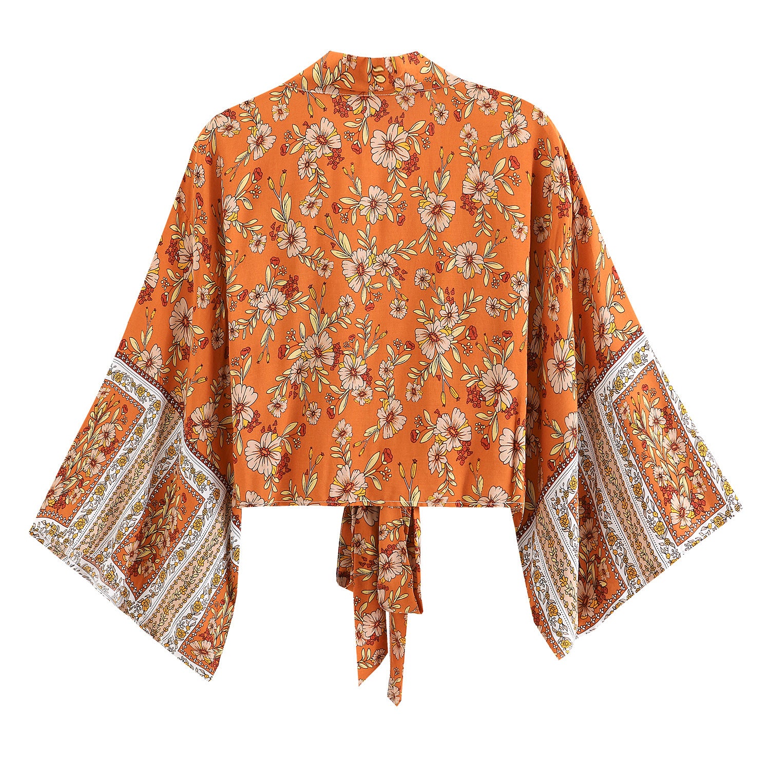 Fashion Print Collar Batwing Sleeve Bohemian Blouses