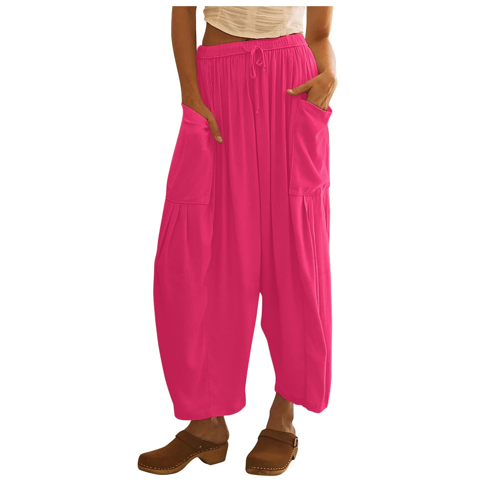 Women's Waist Pleated High Wide Leg Loose Casual Pants