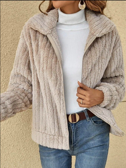 Elegant Graceful Women's Sunken Stripe Lapel Cardigans