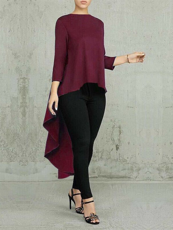 Women's Long Back Elegant Sleeve Pullover Dovetail Blouses