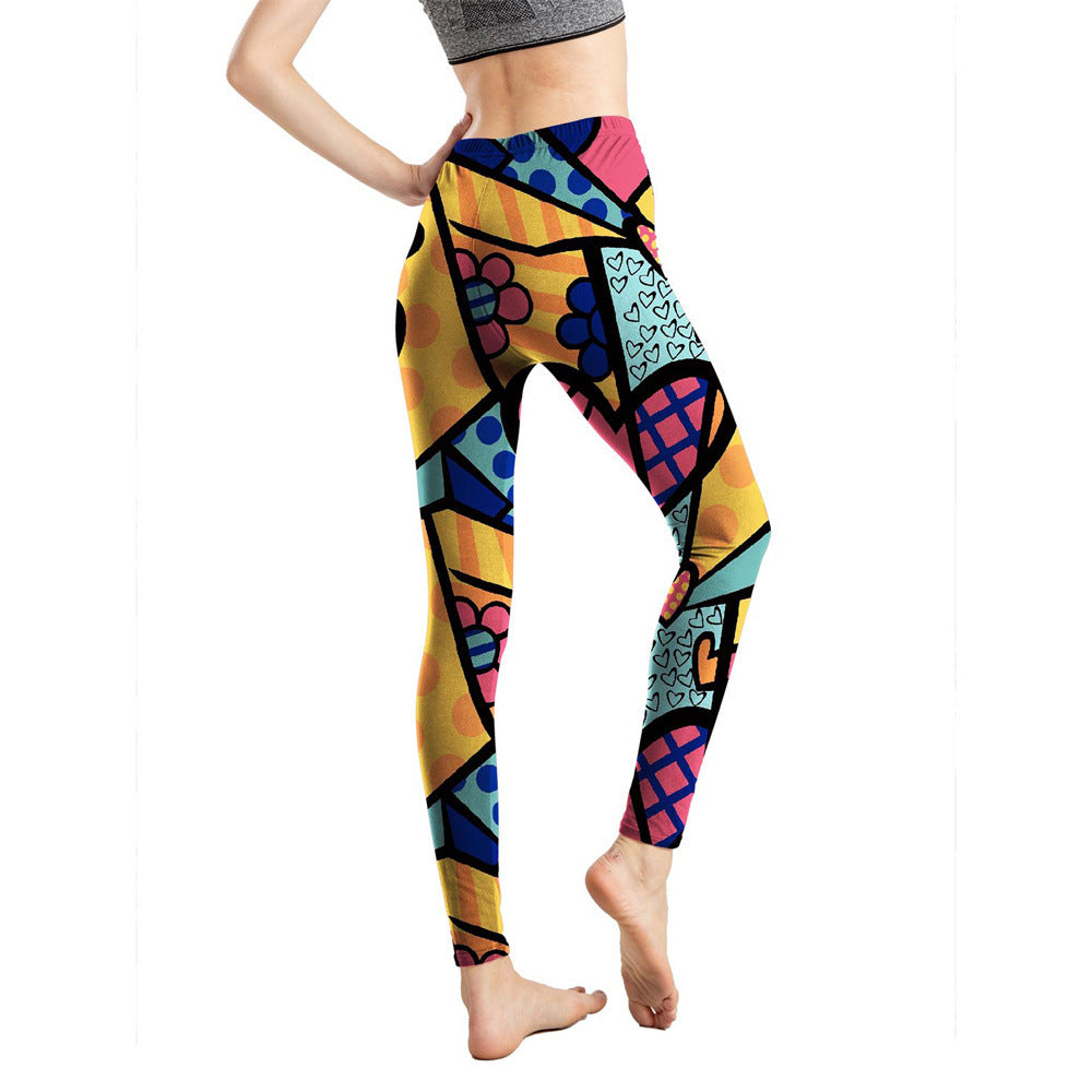 Women's Milk Silk Printed Abstract Letter Cropped Leggings