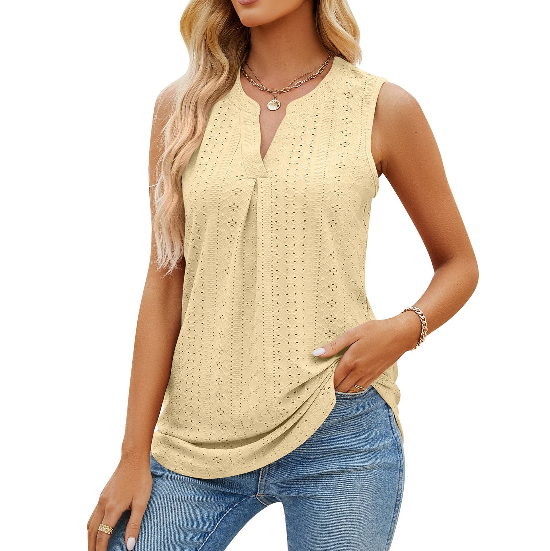 Women's Summer Solid Color Hole Slim For Blouses