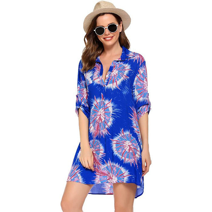 Women's Swimsuit Beach Cover Up Shirt Bikini Blouses