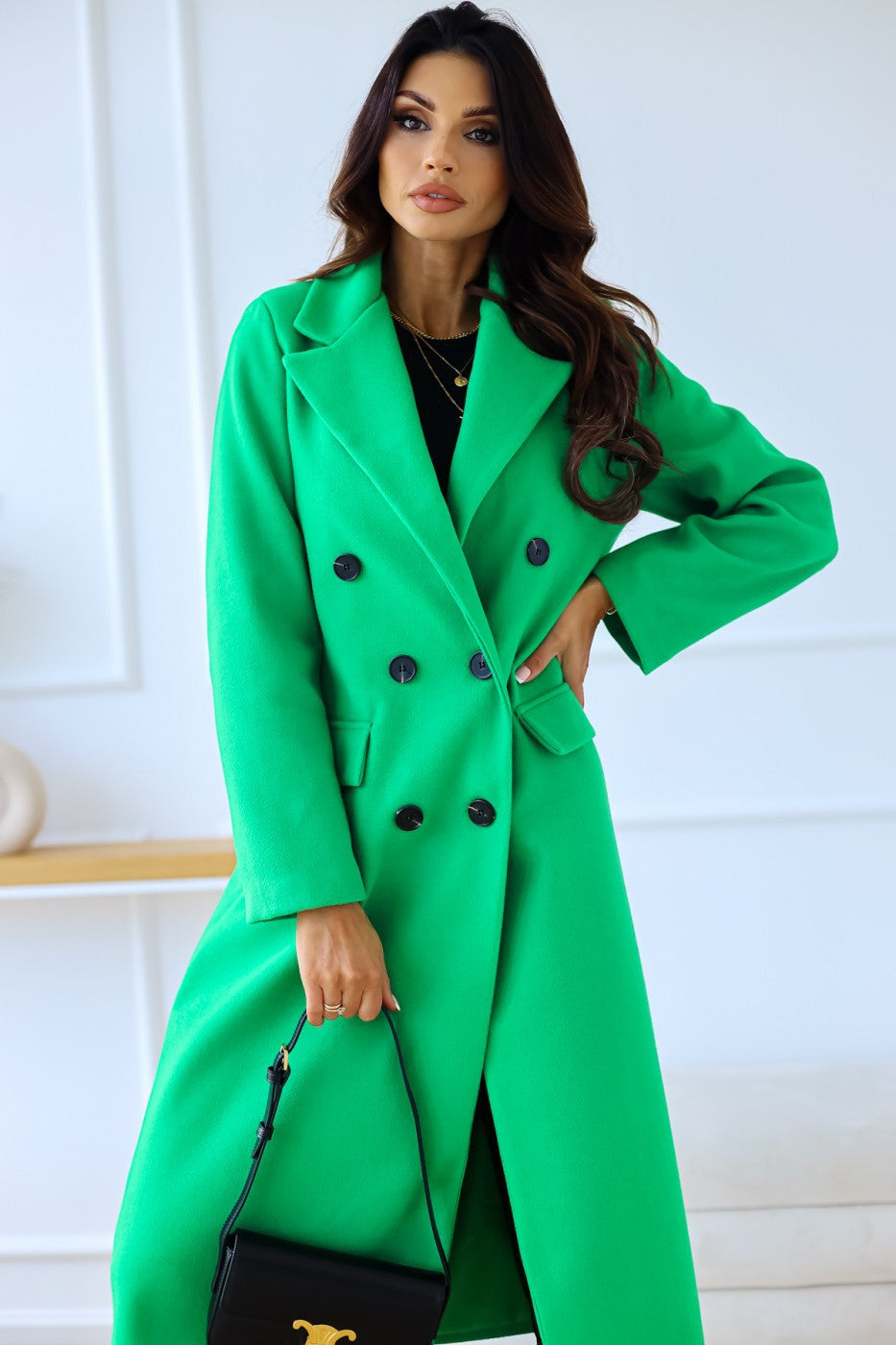 Women's Double Breasted Long Sleeve Lapel Button Coats