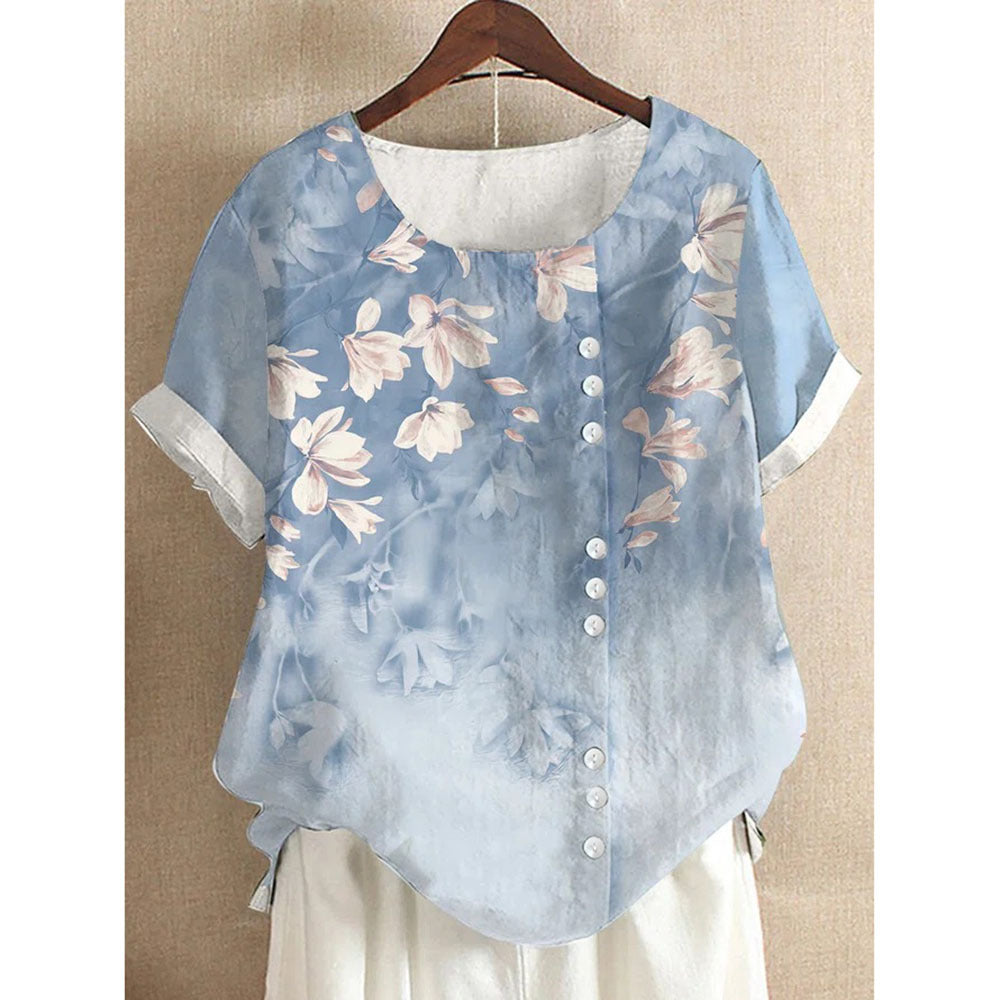 Women's Summer Retro Cotton And Linen Fashion Blouses