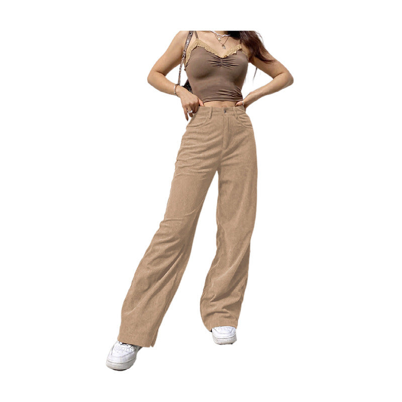 Women's Corduroy Wide Leg Casual Female Autumn Pants