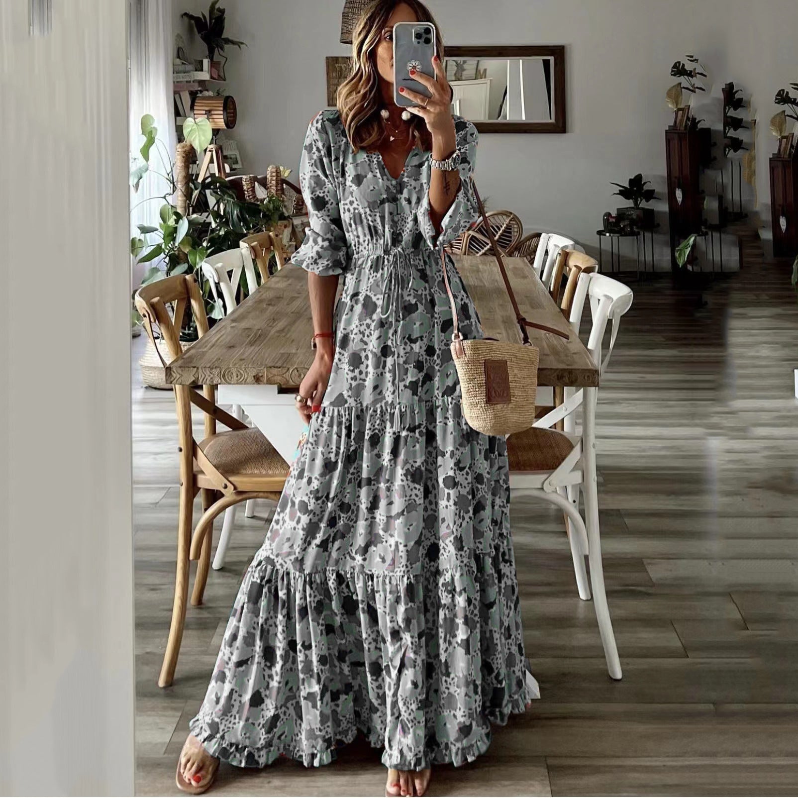 Women's Summer Temperament Vacation Printed Swing Long Dresses