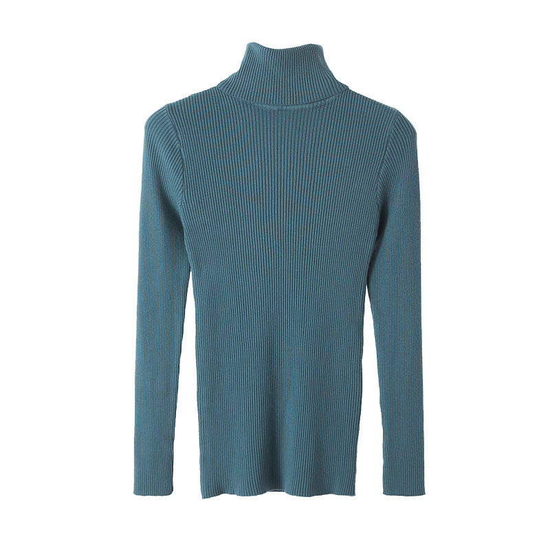 Sleeve Turtleneck Bottoming Shirt Solid Color Sweaters