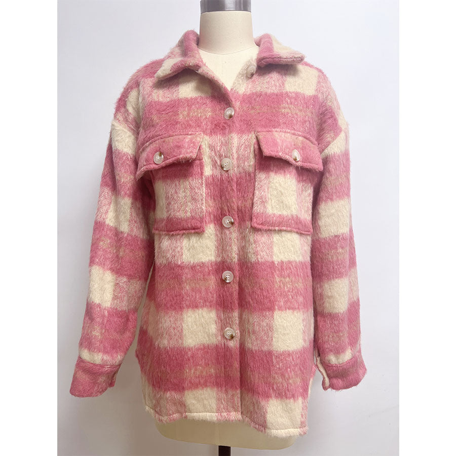 Casual Women's Stylish Plaid Woolen Thick Coats