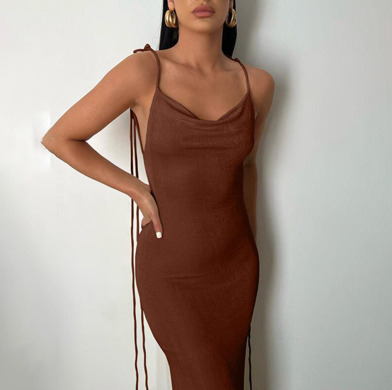 Sexy Backless Lace Up Long Dress Dresses