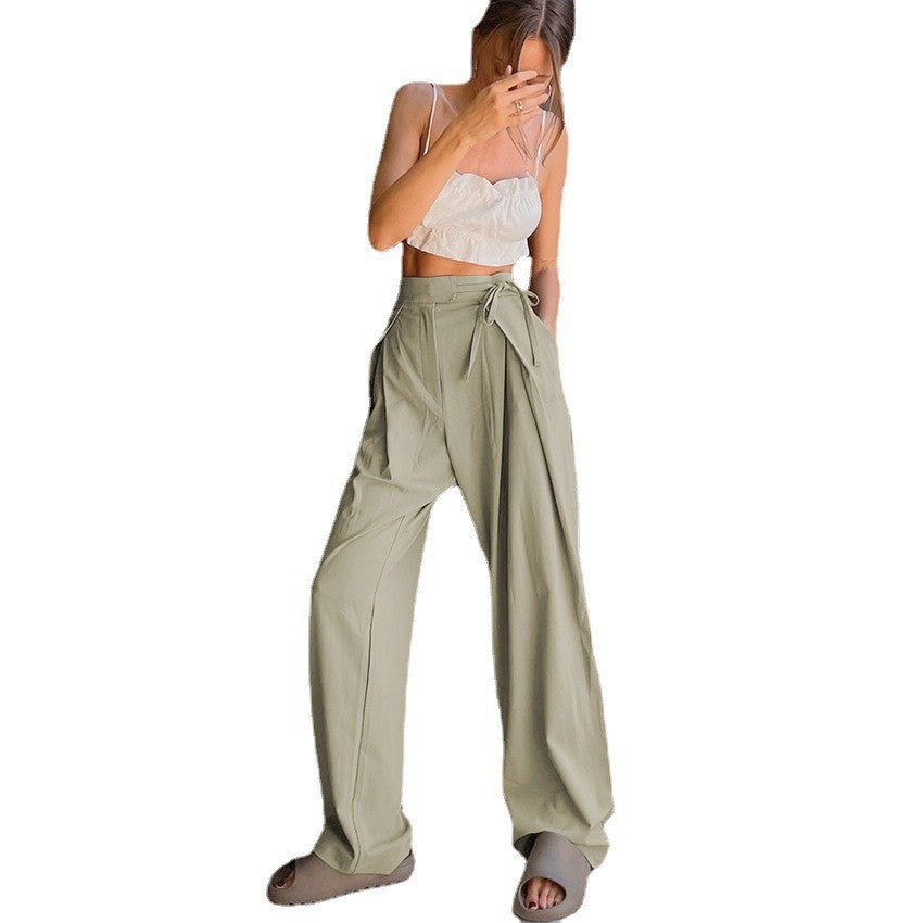 Women's Loose Draggle-tail Trousers Straight High Waist Pants