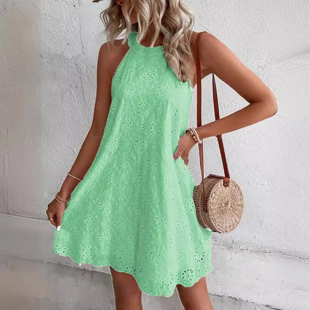 Women's Lace Solid Color Sleeveless Pullover Dress Dresses