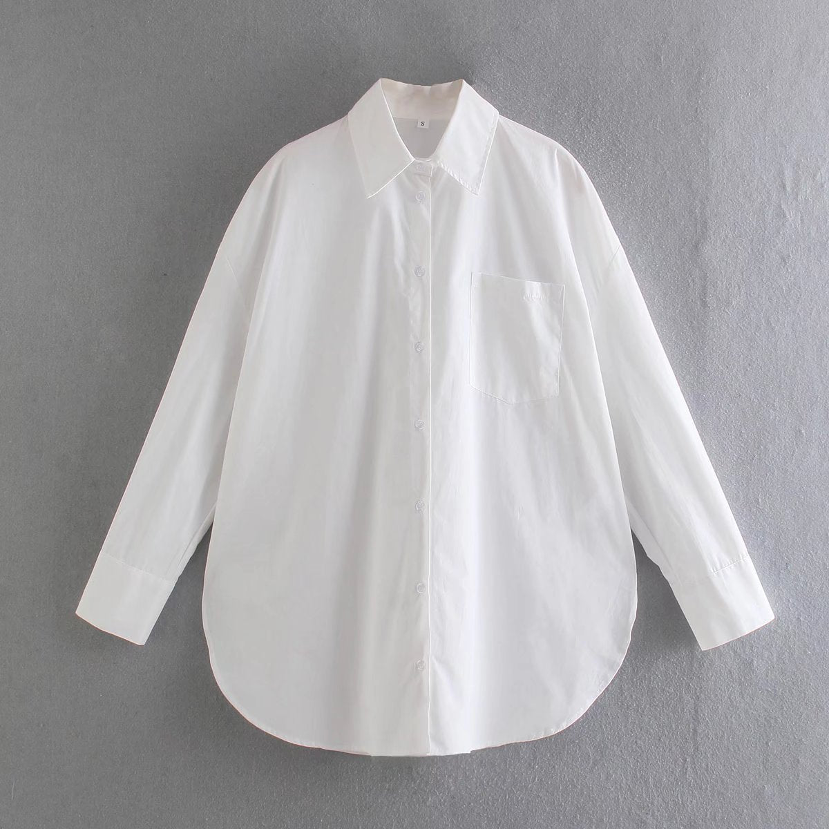 Women's Basic Long-sleeved Shirt With Autumn Pockets Blouses