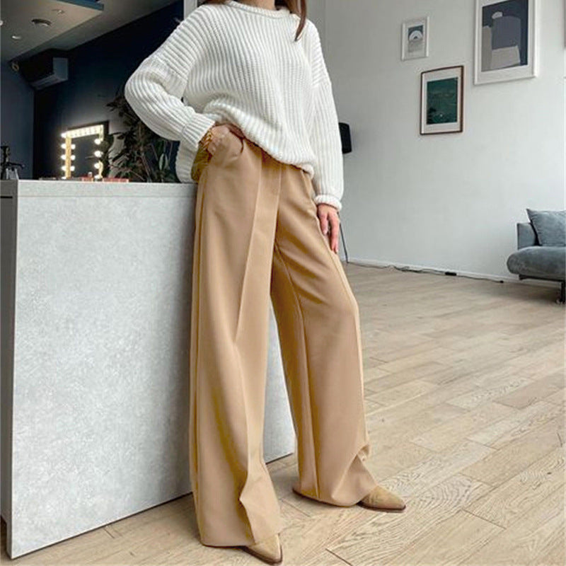 Women's Autumn Wide-leg Straight High Waist Casual Pants