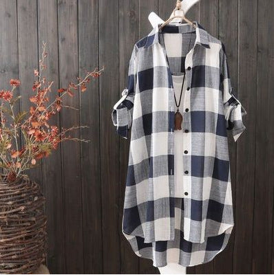 Women's Mid-length Large Loose Slimming Fashionable Plaid Coats