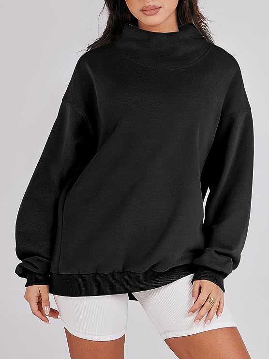 Women's High Collar Sweatshirt Solid Color Long Sweaters