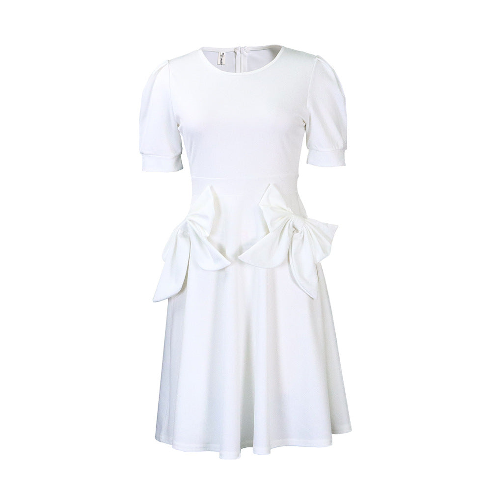 Women's Large Summer Elegant Solid Color Sleeve Dresses