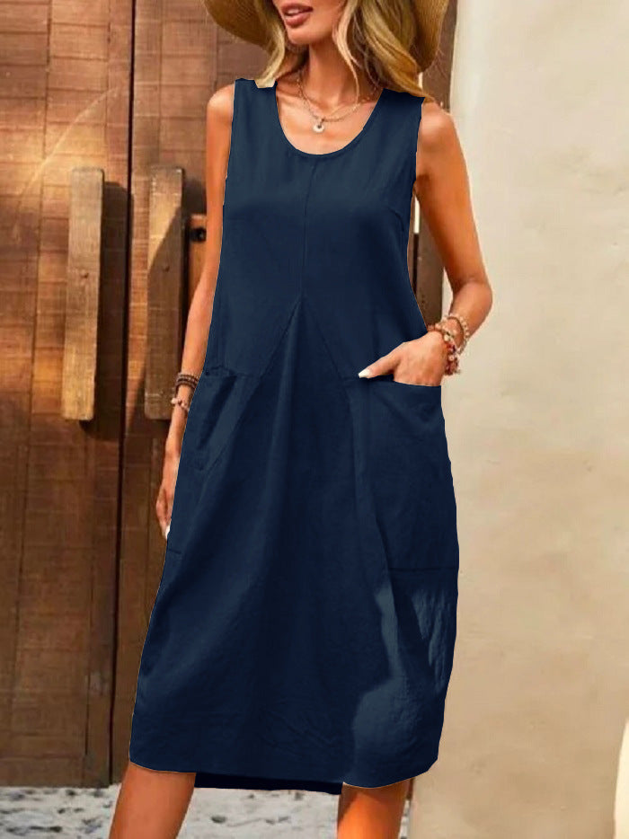 Women's Dress Loose Sleeveless Solid Color Casual Dresses