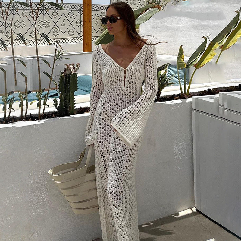 Women's Summer Beach Dress Solid Color Sexy Dresses