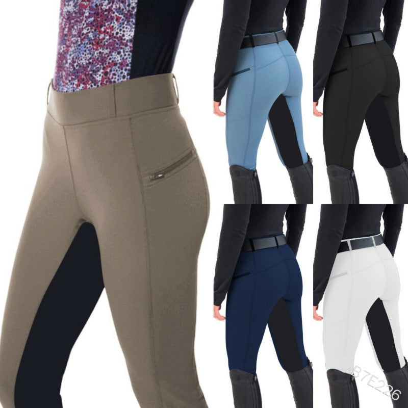 Women's Fashion Equestrian Slim Fit Elastic Stitching Pants