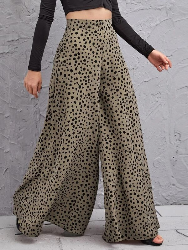 Style Loose High Waist Leopard-print Draping Pants