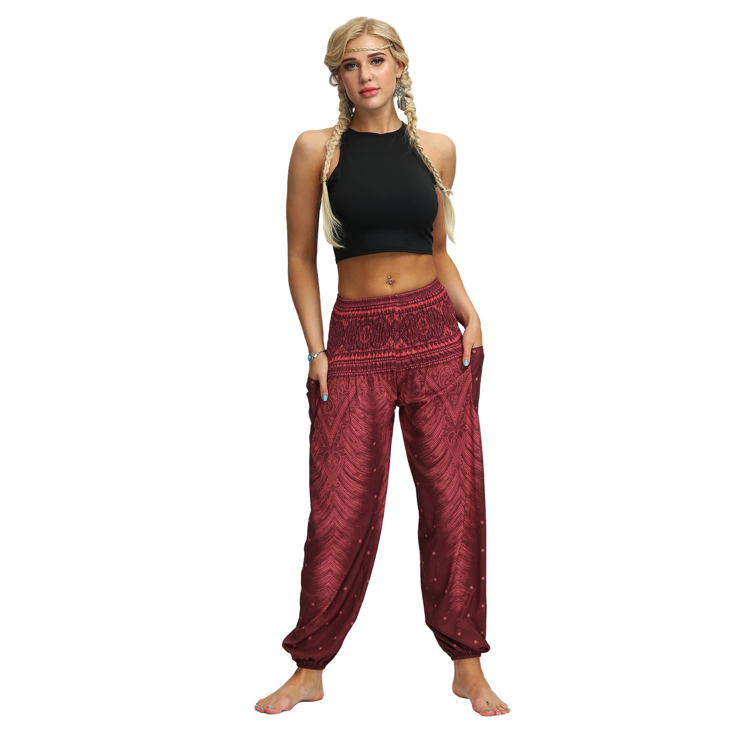 Women's Feather Digital Printed Leisure Yoga Dance Lightweight Pants