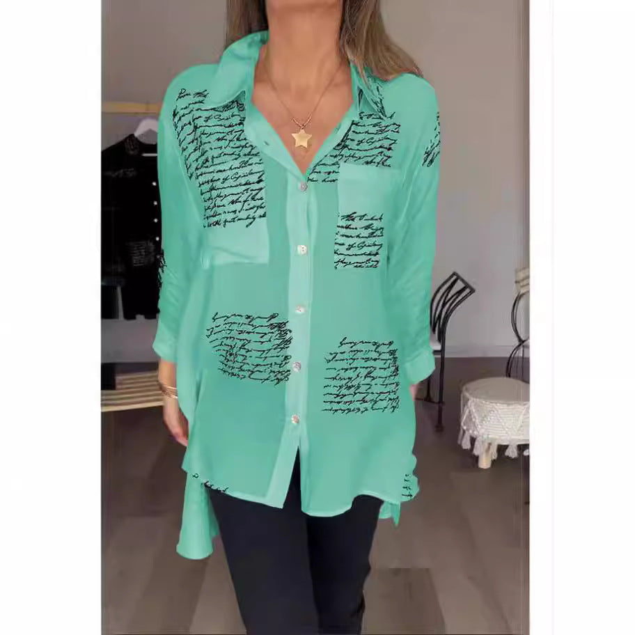 Women's Versatile Spring Fashion Printed Shirt Blouses