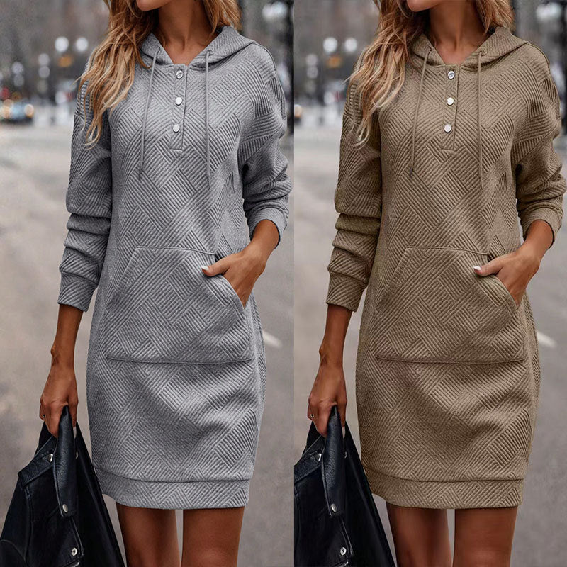 Women's Loose Casual Solid Color Hooded Long Sweaters