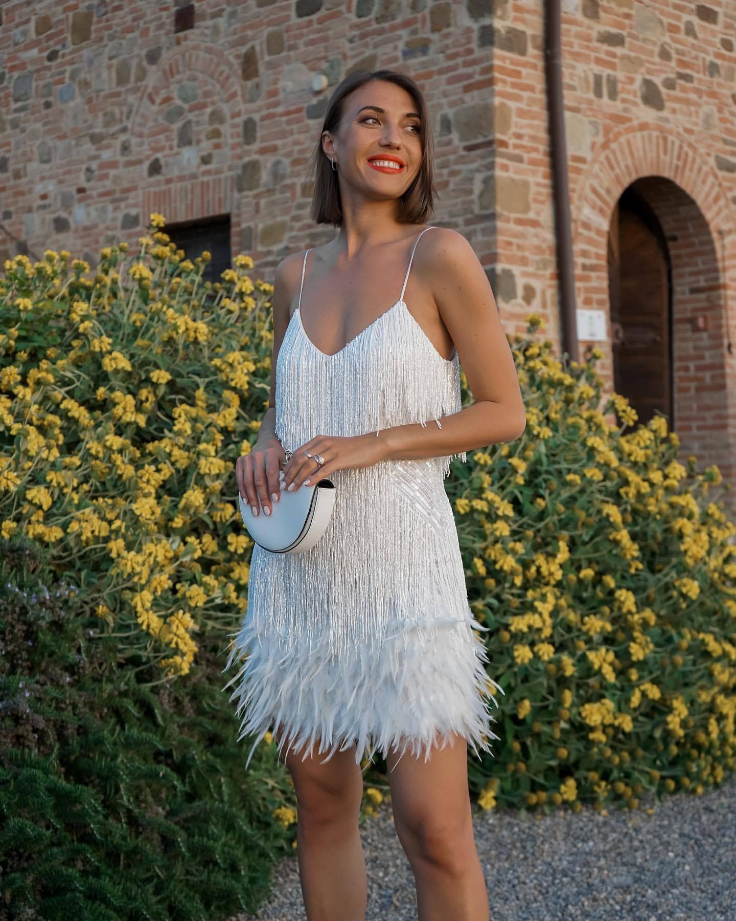 Fashion Tassel Sequins Feather Stitching Dress Dresses